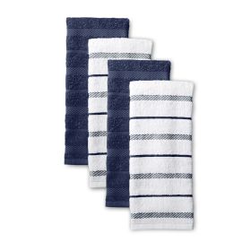 Albany Kitchen Towel 4-Pack Set, Blue Willow/White, 16"x26"